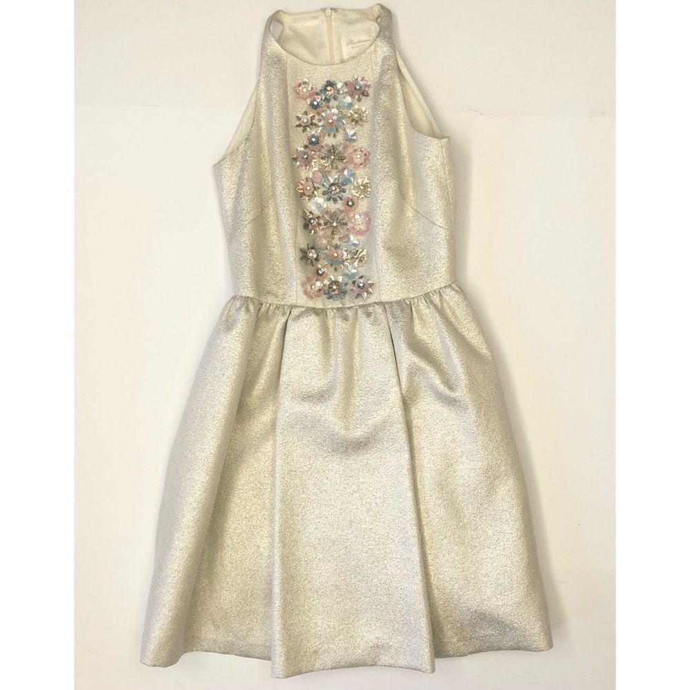 NEW Champagne Glitter & Rhinestones High Neck Dress